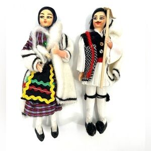 Vintage European Dolls Handmade Traditional Clothing Hand Painted Face 7" Set 2